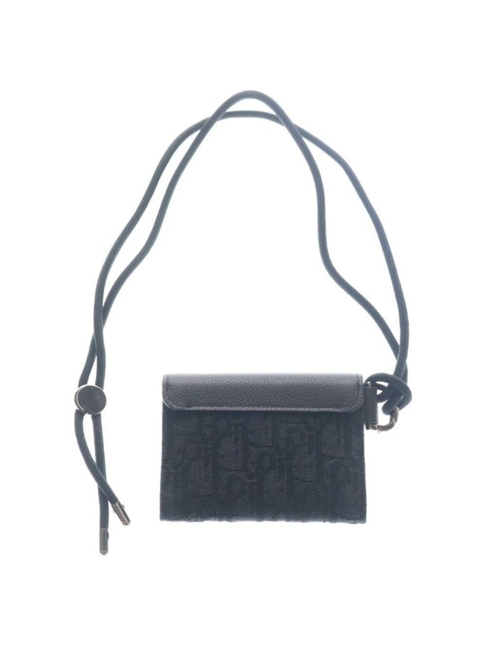 Dior Saddle Oblique Black Pattern Flap Card Case with Neck Strap Mini Shoulder - Picture 2 of 6